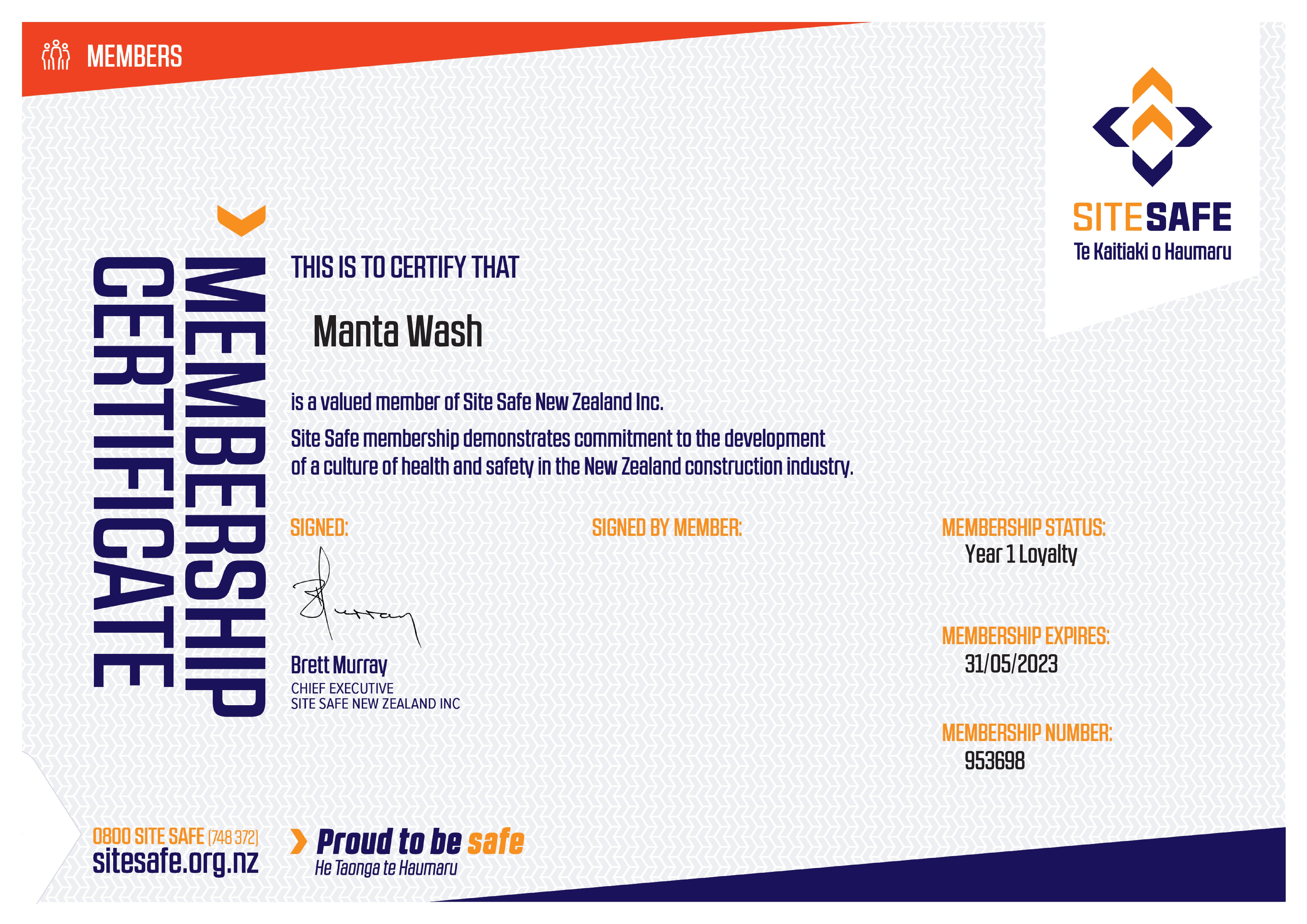 Manta House Washing Wellington Site Safe Company Certificate Pdf